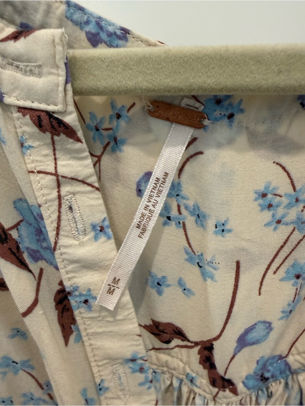 Free People Cream Mini Dress with Blue Floral Print - Picture 2 of 6